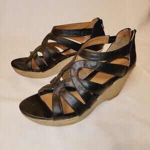 Vintage Jaclyn Smith black wedge cage espadrille sandals size 10 Y2K Casual